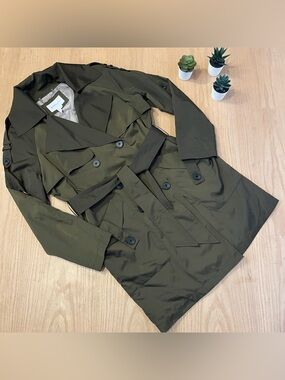BCBGeneration Olive Green Double Breasted Trench Coat with Belt